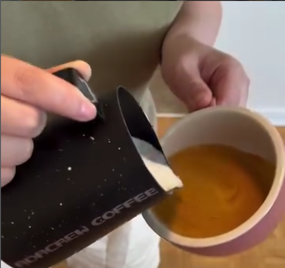bring the pitcher closer to the liquid surface